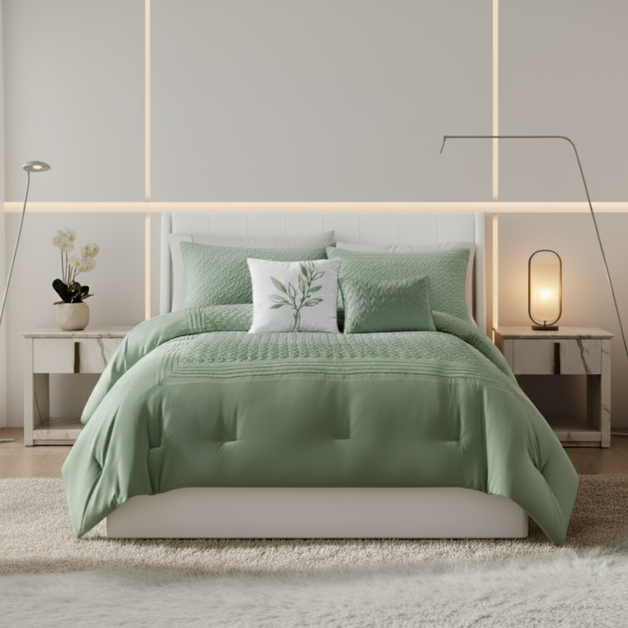 SEAFOAM PINTUCK TEXTURED COMFORTER SET