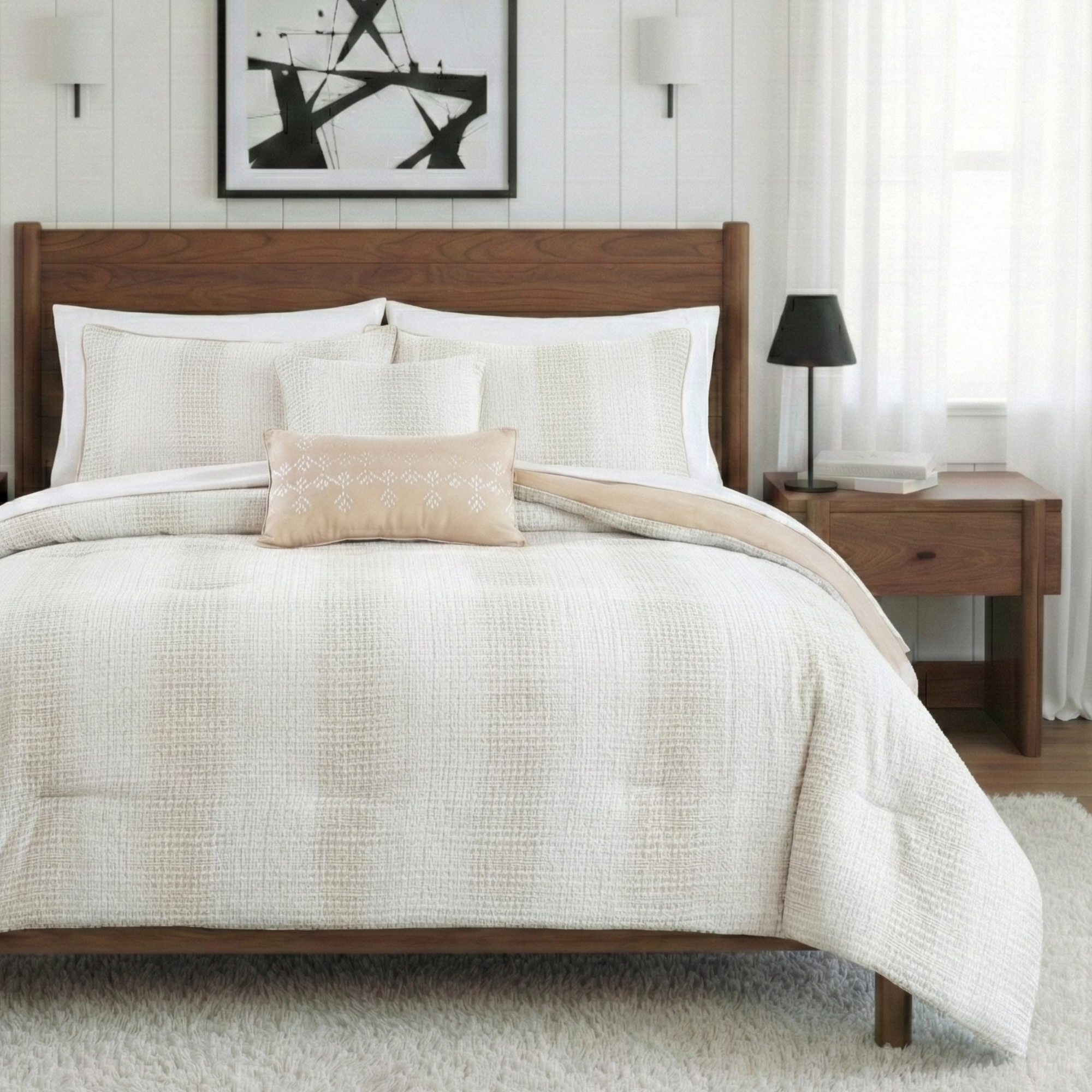 WAFFLE STRIPE COMFORTER SET