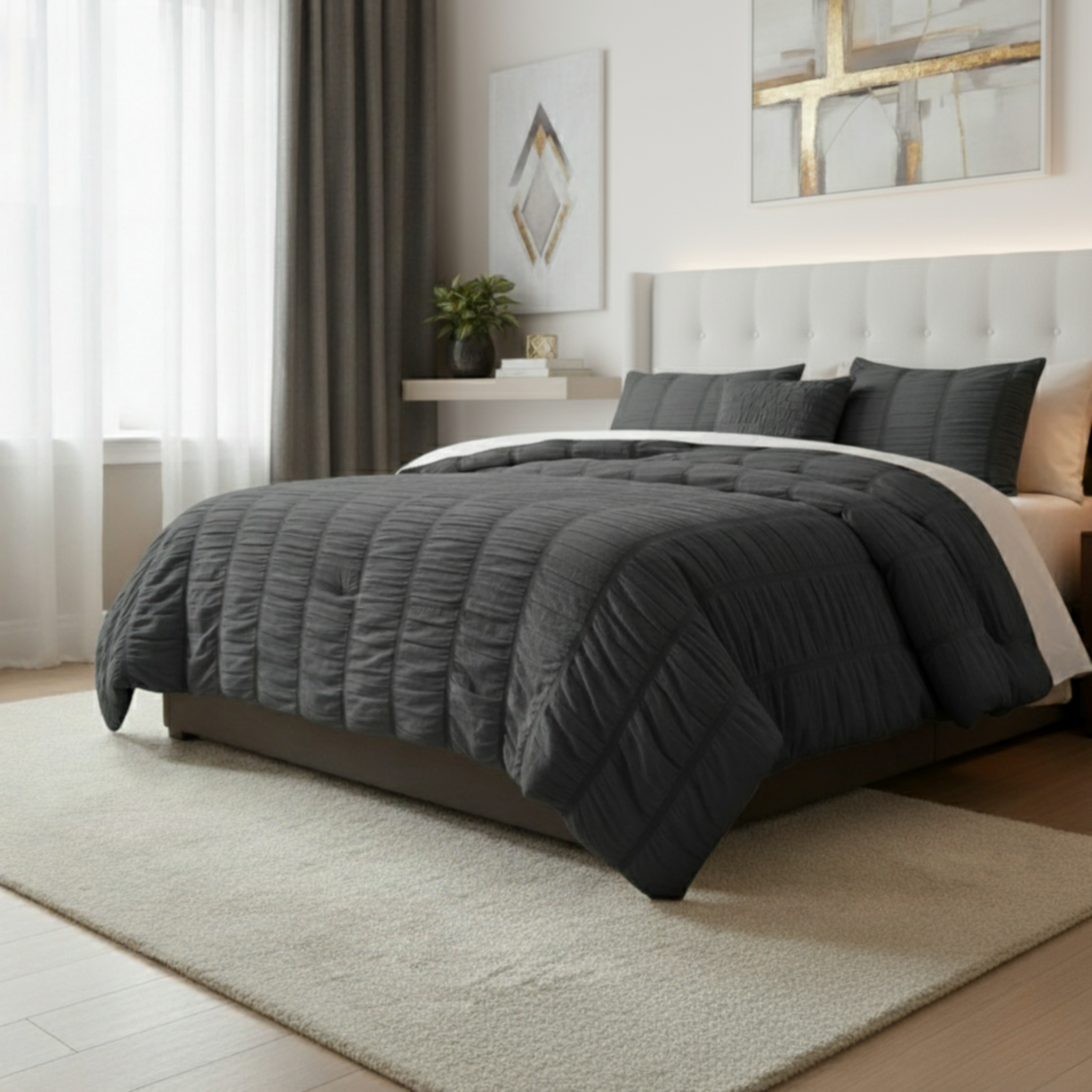 SEERSUCKER CRINKLE TEXTURED COMFORTER SET