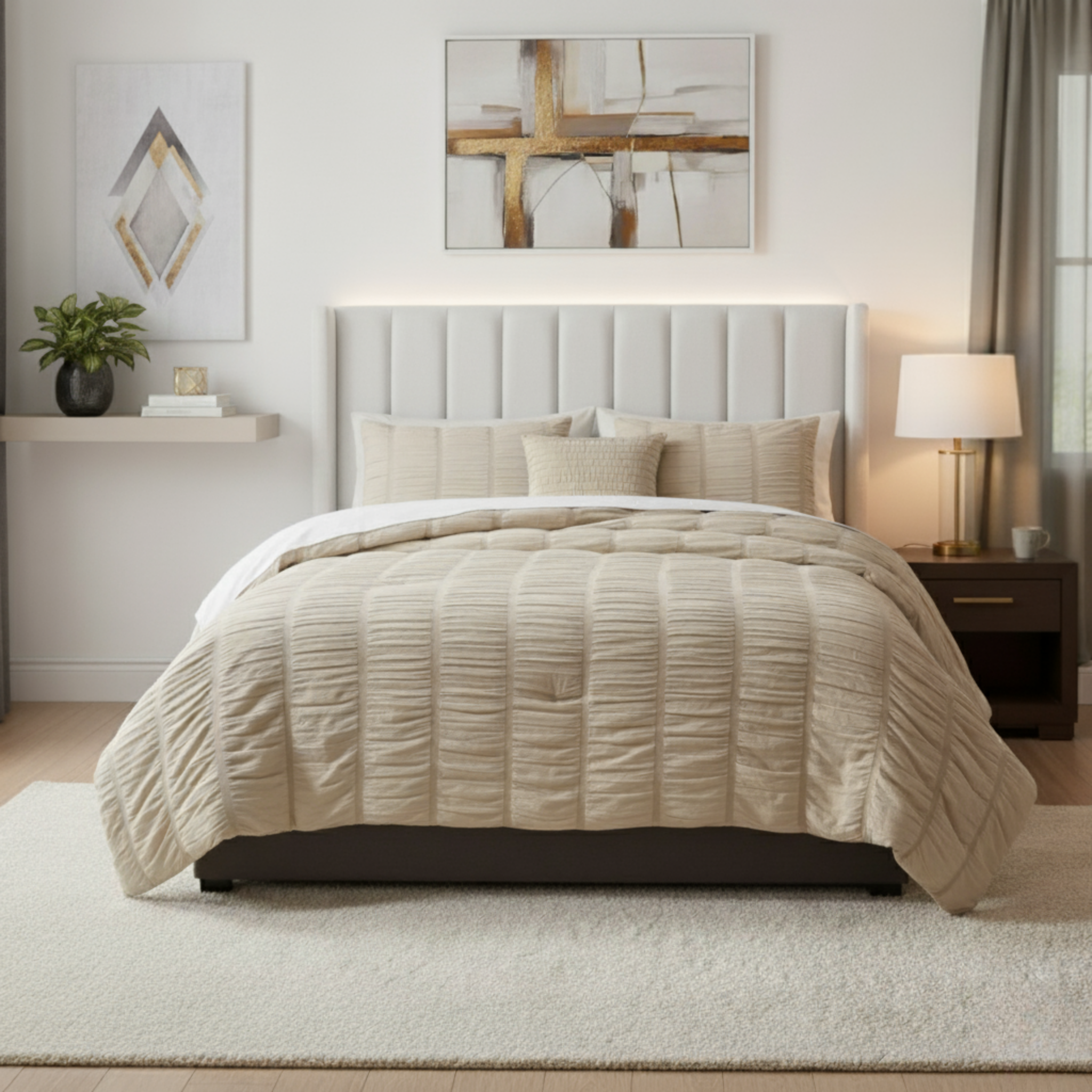 SEERSUCKER CRINKLE TEXTURED COMFORTER SET