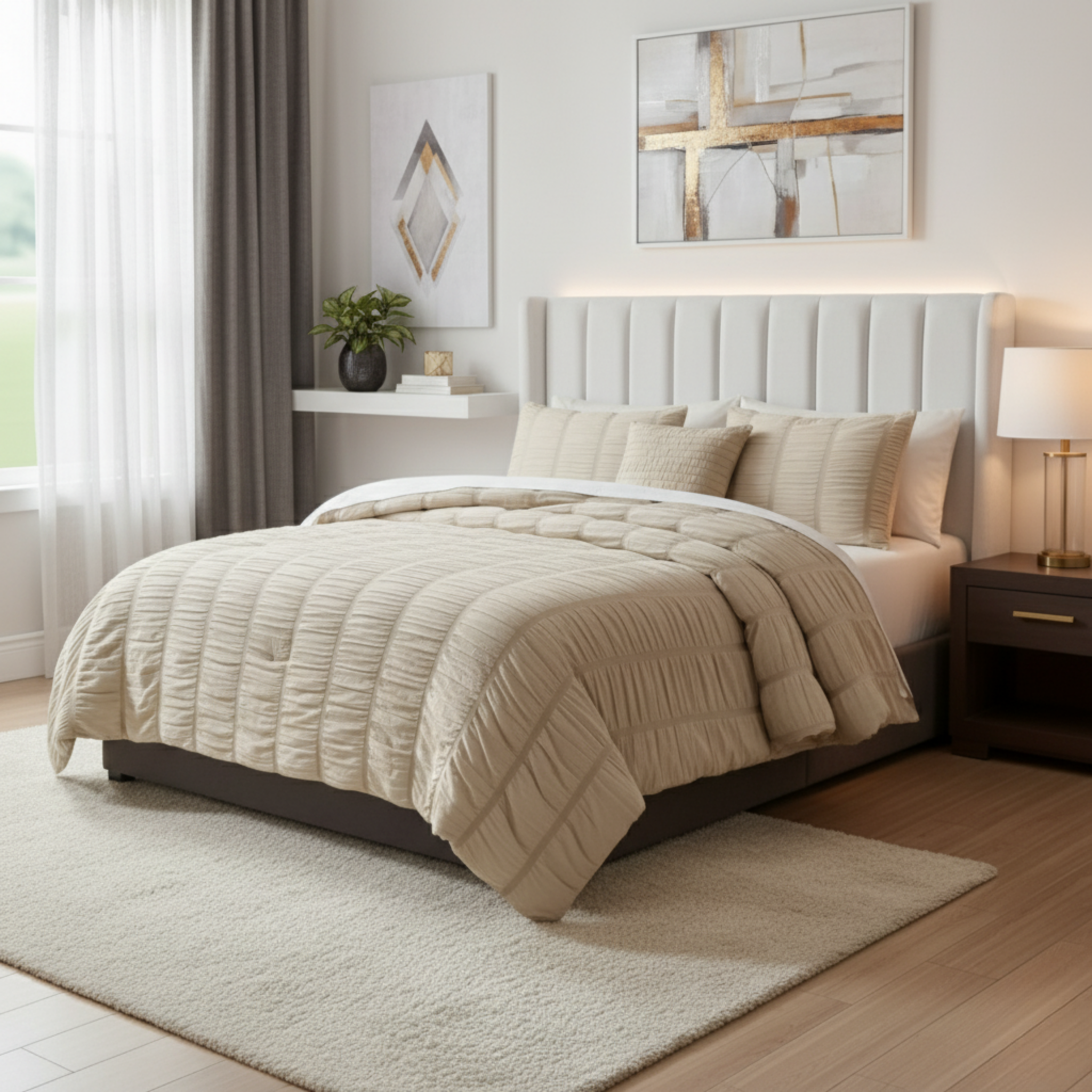 SEERSUCKER CRINKLE TEXTURED COMFORTER SET