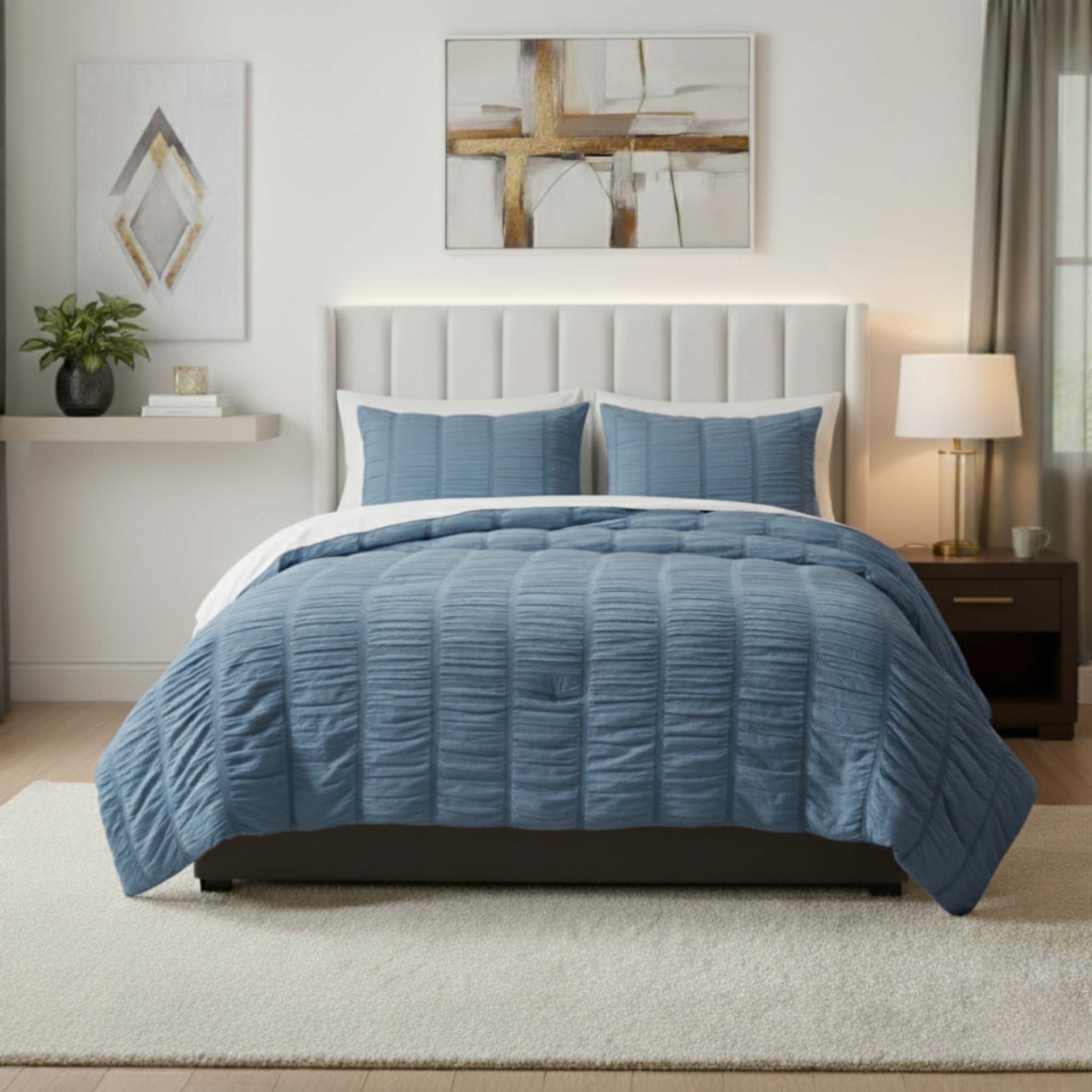 SEERSUCKER CRINKLE TEXTURED COMFORTER SET